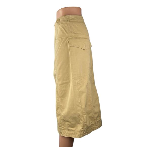 H&M Women's Tan Khaki High Waisted Utility Canvas Zip A Line Midi Dress Size 6 - Picture 2 of 5